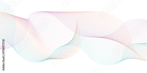 Abstract sound visualization data. Digital structure of the wave flow of luminous particles vector illustration