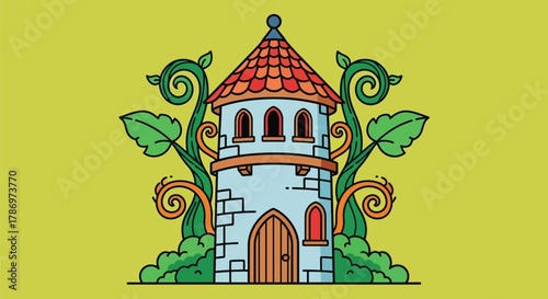 Fantasy tower illustration vector fairytale castle drawing design