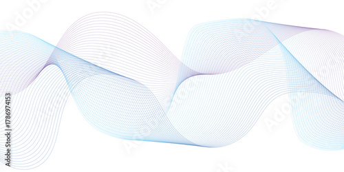 Dynamic blue line wave isolated on transparent background. Abstract sound visualization data. Digital structure of the wave flow of luminous particles