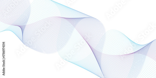 Dynamic blue line wave isolated on transparent background. Abstract sound visualization data. Digital structure of the wave flow of luminous particles