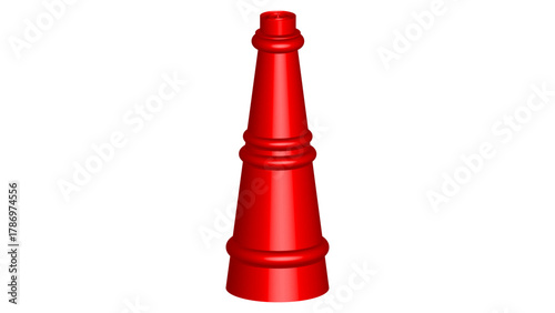 A single red king chess piece stands prominently on a black and white chessboard against a pure transparent background.