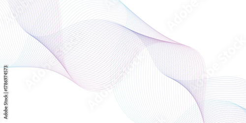Abstract colorful wave element for design. Digital frequency track equalizer. Stylized line art background. Vector illustration. Wave with lines created using blend tool. Curved wavy line.