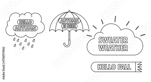 Autumn season vector illustration with fall weather elements set