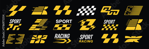 Racing car sticker vector, sport stripe decals, speed lines, and tuning graphics for car customization