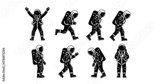 Astronauts in space suits vector illustration design template