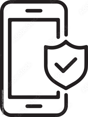 Smartphone security icon with shield and checkmark