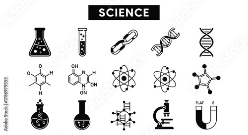 Science lab equipment vector icons chemistry biology and physics