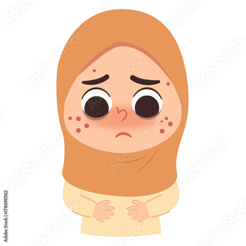 Illustration of Girl with Acne in Hijab