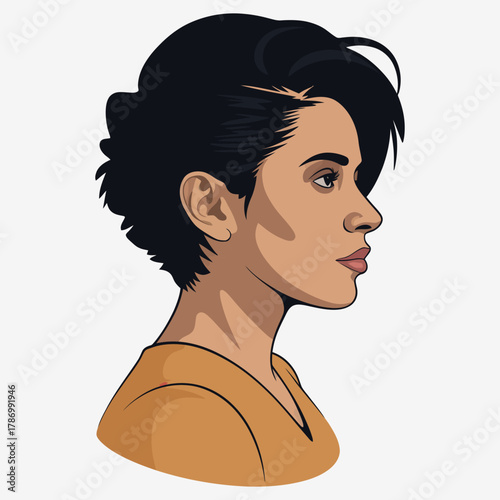 Short hair woman in profile vector