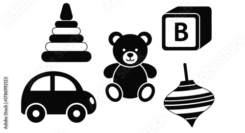 Playful childhood toys collection for creative designs