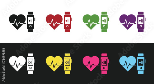 Monitor your health with vibrant heart rate smart watch icons