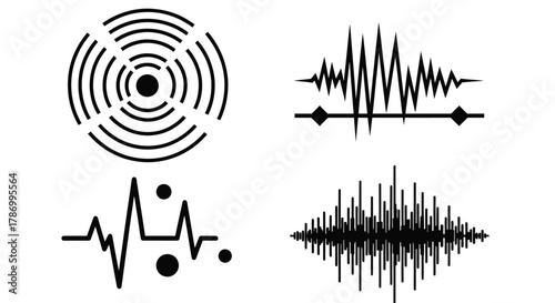 Waveform sound wave frequency signal audio vector illustration
