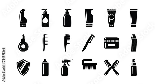 Professional black and white beauty salon styling product collection