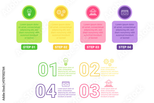 Infographic outlining step-by-step process for creating effective designs. Each step represented with icons and brief text, showing workflow clearly