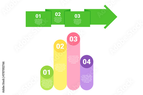 Infographic outlining steps involved in learning process. Colorful graphics to guide users through each stage clearly and effectively ensuring easy understanding