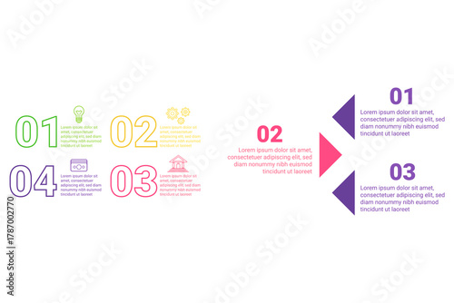 Infographic set presenting visually engaging arrangement of key concepts. Each segment highlighting themes such as creativity, community, and information flow