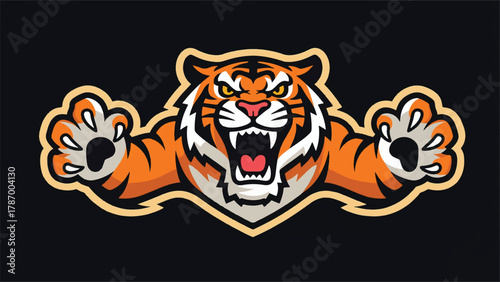 Angry Tiger Mascot Logo Illustrator Artwork Banner Background Design Template 
