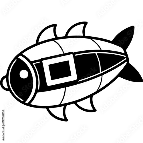 Cartoon fish blimp silhouette