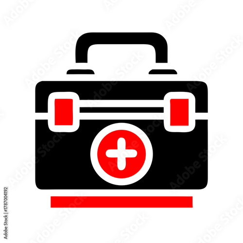 Red plus symbol battery icon silhouette