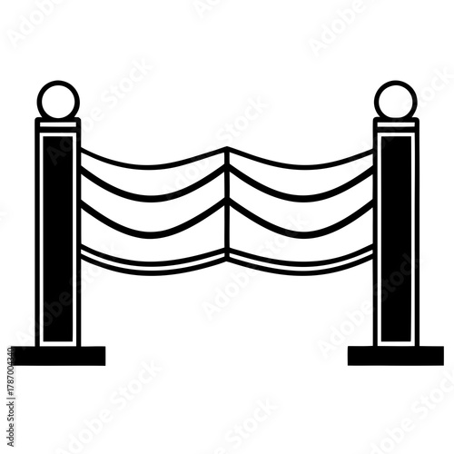 Stanchion and rope barrier silhouette