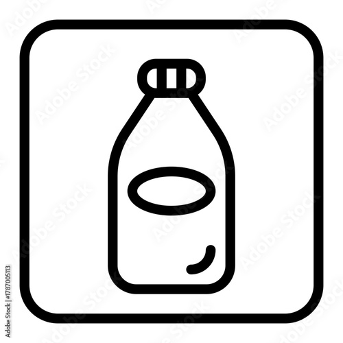 Glass Milk Bottle Dairy Drink Line Icon