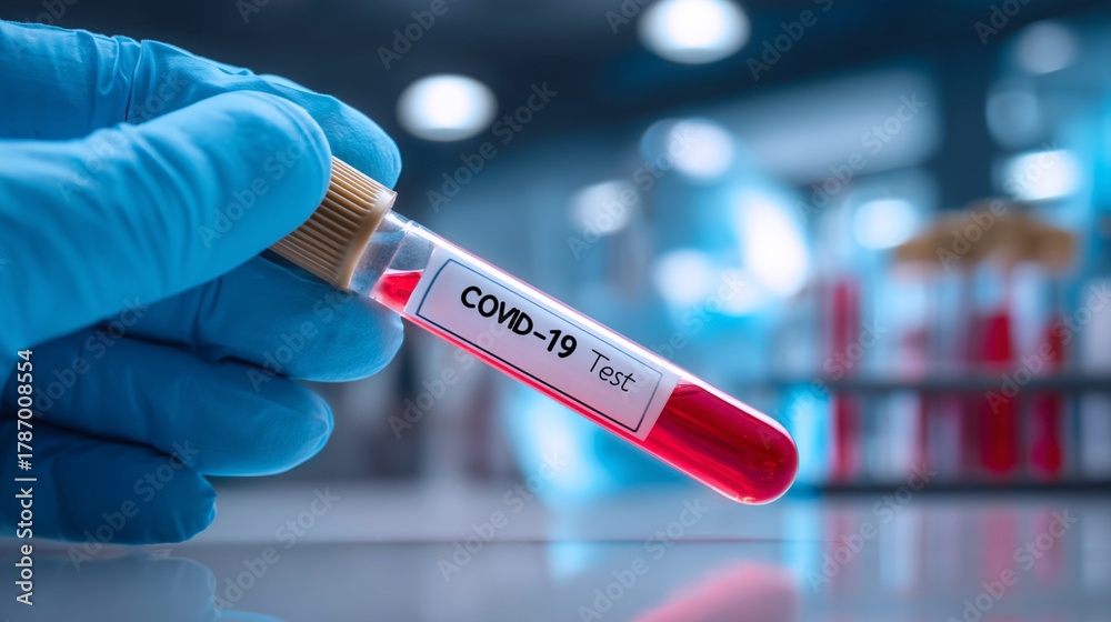 Obraz premium COVID-19 blood test vial, virus screening, healthcare laboratory sample