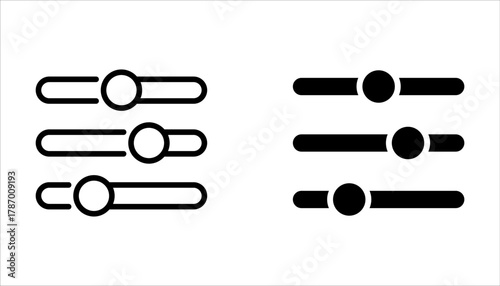Control Panel Line Icon set. Adjustment Button Pictogram on white background