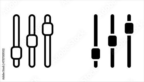 Control Panel Line Icon set. Adjustment Button Pictogram on white background