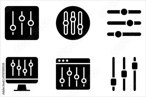 Control Panel Line Icon set. Adjustment Button Pictogram on white background