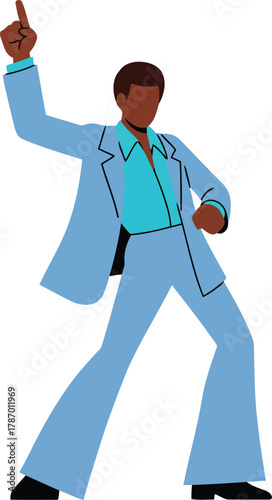 Retro disco dancer groove 70s party celebration vector illustration