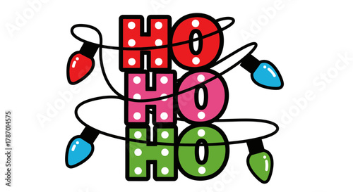 Ho ho ho christmas lights holiday season festive cheer design art