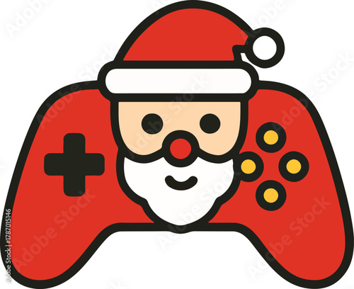 Santa Claus Game Controller Icon – Festive Christmas Gaming Vector Design