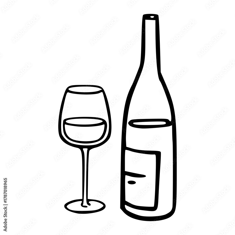 Naklejka premium hand drawn wine doodle for bar menu