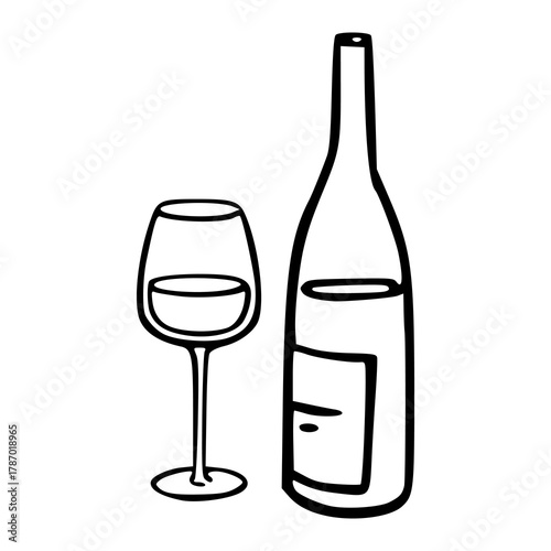 hand drawn wine doodle for bar menu
