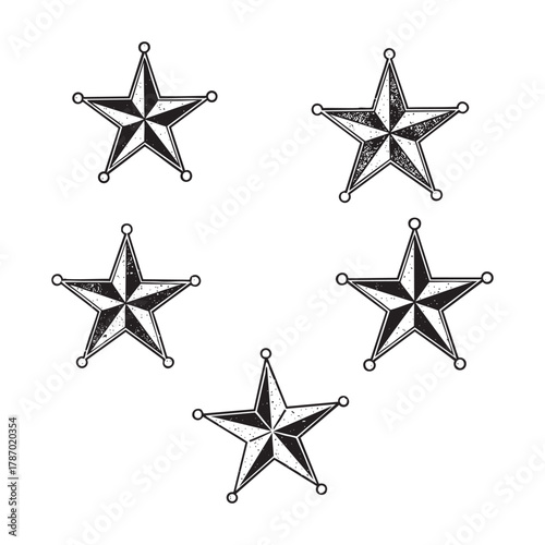 Vintage Western Sheriff Star Badge Illustrations