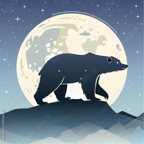 熊のシルエットのベクターイラスト 警告標識 熊出没 注意喚起