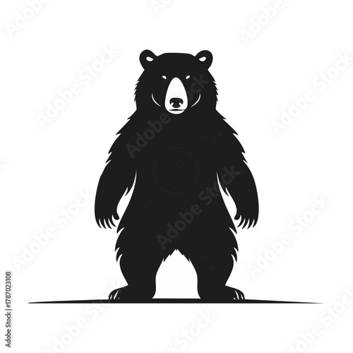 熊のシルエットのベクターイラスト 警告標識 熊出没 注意喚起