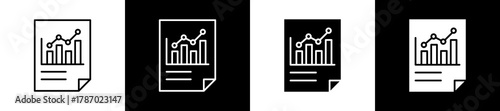 Data icon set in line and glyph style on black and white background