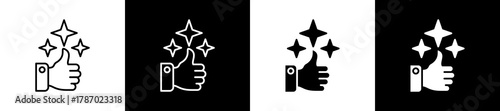 Rate icon set in line and glyph style on black and white background