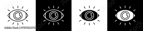 Awareness icon set in line and glyph style on black and white background