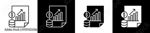 Interest icon set in line and glyph style on black and white background