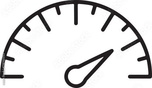 Simple line art icon of a speedometer gauge