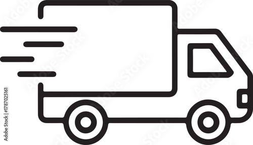 Fast delivery truck icon with motion lines for speed