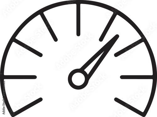Simple line art speedometer icon indicating high performance