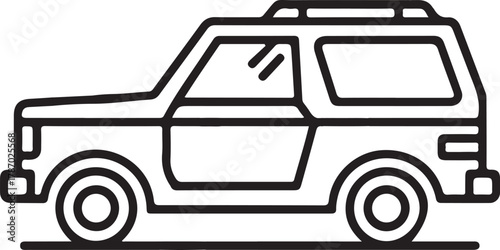 Simple line art icon of a two door suv or off road vehicle