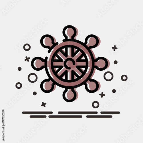 Icon ship wheel. Pirates theme elements. Icon in MBE style.