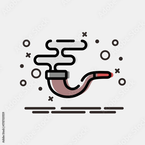 Icon smoking pipe. Pirates theme elements. Icon in MBE style.