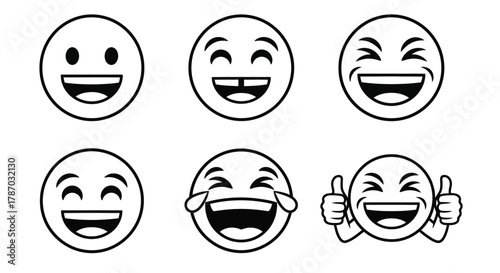 Expressive emoji faces showing happiness, joy, and positive reactions