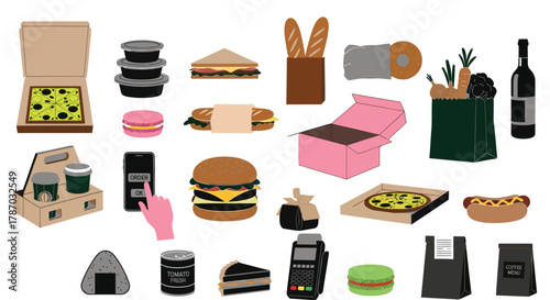 Food delivery service order online restaurant takeout vector art