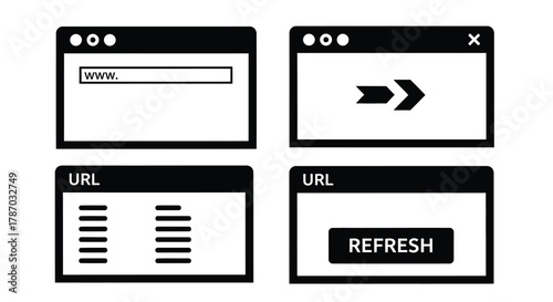 Browser window url address bar refresh icon vector illustration